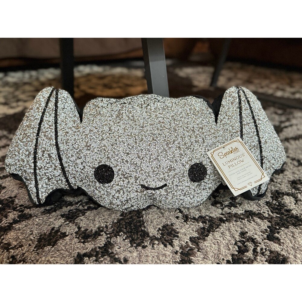 New Sparkles Home Bonnie Bat Sparkling Jeweled Halloween Pillow